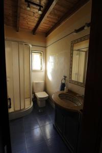 a bathroom with a sink and a toilet and a mirror at Quinta Moinho Meirinho in Crato +10 photos
