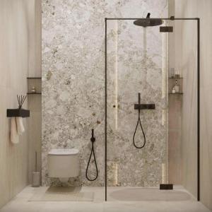 a bathroom with a shower with a toilet at Vinárstvo Jurovčík in Lošonec