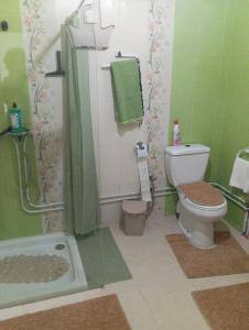 a small bathroom with a toilet and a shower at DAR Essaad in Wadhraf