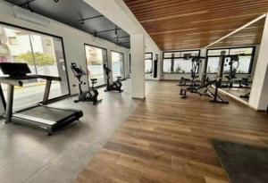 a gym with treadmills and cardio machines in it at عين زغوان in La Marsa
