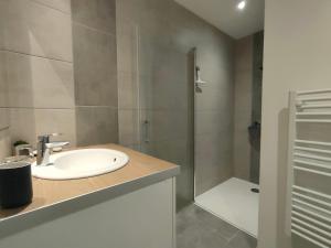 a bathroom with a sink and a shower at Locaplage in Lanton +71 photos