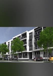 a rendering of a building with trees in front of it at Emperus Taša spa apartman in Veliko Gradište