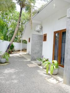 a white house with some plants in front of it at Yara Eleven in Ambalangoda