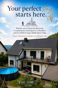 a advertisement for a house with a swimming pool at Haus Johannes in Braubach