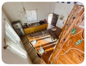an overhead view of a kitchen and a living room at Casa Nautilis in San Miguel