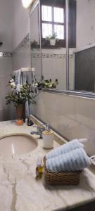 a bathroom with a sink and a mirror at Pueblo Nómade in Tranqueras