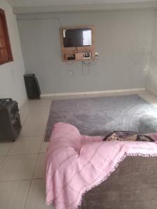 a bedroom with a bed and a tv on the wall at Leandra in Ponta Porã