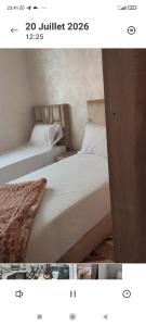 a collage of two beds in a room at Résidence Hala in Tan-Tan