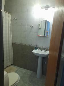 a bathroom with a sink and a toilet and a mirror at Neyen in La Plata