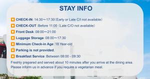 a screenshot of a cell phone with a sign that reads stay info at Mare Cielo in Xiaoliuqiu