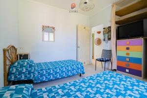 a bedroom with two beds and a flat screen tv at Casina dei Capperi by Vivimy in Torre Pali +53 photos