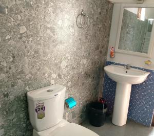 a bathroom with a toilet and a sink at Ciao Villa, Kandy in Kandy