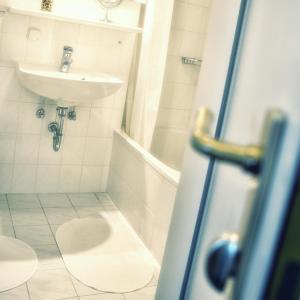 a bathroom with a sink and a toilet at Hofwiese in Hohenschwangau