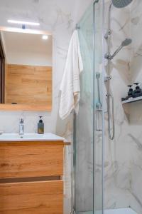 a bathroom with a shower and a sink at ALMA ROOM in Santa Maria Capua Vetere