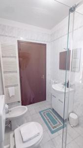 a bathroom with a shower and a toilet and a sink at Le Mondine in Scardovari +7 photos