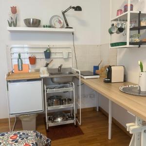 a kitchen with a sink and a counter at Mare e Tulipani in Porto San Giorgio