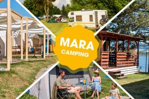 a collage of photos of a camping site with a camper at Apartments by Mara Holiday in Liptovský Mikuláš