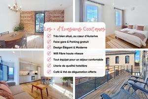 a collage of photos of a living room and a house at Evasions-Dérobade, centre-ville, gare in Auterive