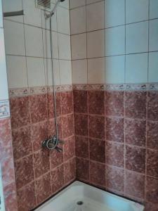a bathroom with a shower with a bath tub at Bonbon Guest House in Panagyurishte +17 photos