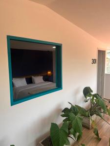 a mirror on a wall with a bed in a room at Hotel Tumbaga 88 in Salento +91 photos
