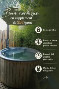 a poster of a hot tub in a garden at Dôme étoilé in Pléneuf-Val-André