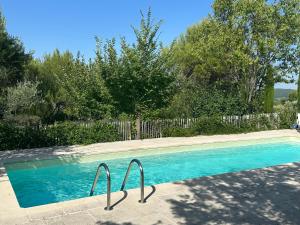 a swimming pool with two metal bars in it at Perseïdes in Saignon