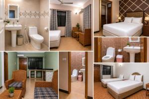 a collage of four pictures of a hotel room at Paradiso Apartments in Dar es Salaam