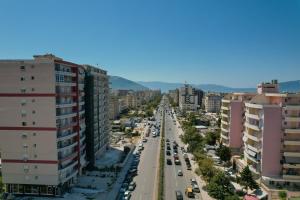 an aerial view of a city street with buildings at Otti Hotel in Vlorë
