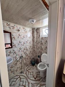 a bathroom with a toilet and a sink at Kaplan Apart - Pansiyon in Yeşilova +112 photos