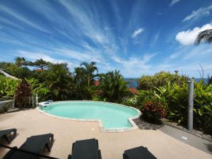 a swimming pool with a view of the ocean at GîTE MAYO & HYLODES'S SONG in Bouillante