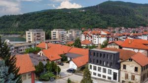 an aerial view of a town with orange roofs at Apartmani Gradska in Prijepolje