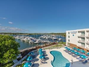 an aerial view of the marina at the windsor resort at Compass by Margaritaville Beaufort in Beaufort