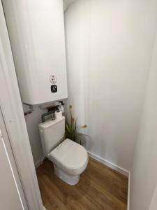 a bathroom with a white toilet and a sink at L'oasis, studio hyper centre in Desvres