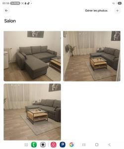 a living room with a couch and a coffee table at Appartement t3 in Saint-Étienne