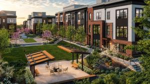 an aerial view of the courtyard of a building at Hala Tysons in McLean