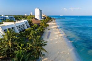 an aerial view of a beach with palm trees and the ocean at Zel Cozumel in Cozumel