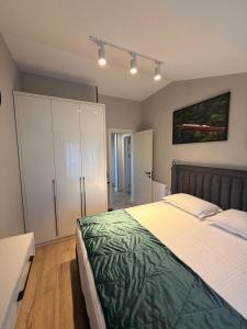 a bedroom with a large bed and a closet at Chanko's Cottages in Tsemi