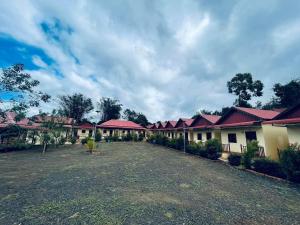 a row of houses with red roofs at Phnom leap Bugalow in Senmonorom +4 photos