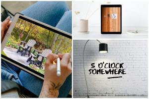 a collage of pictures with a person holding a computer at 5 o'clock somewhere in Masterton