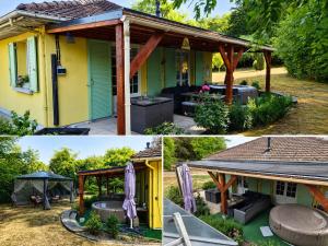 a house with a pergola and a patio at La Jardinette - Avec jacuzzi privé in Futeau