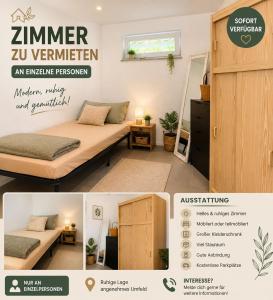 a poster of a bedroom with a bed in a room at Modernes Gästezimmer am Biggese in Attendorn