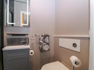 a small bathroom with a toilet and a sink at 19 Lion Street in Hereford +22 photos