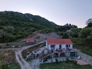 an aerial view of a house on a mountain at Vrela vacation in Vrela