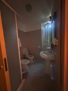 a bathroom with a toilet and a sink at Villa Coppa Hotel in Dazio +41 photos