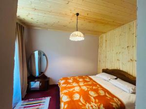 a bedroom with a bed and a mirror and a ceiling at Beghela in Glola
