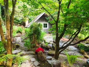 a garden in front of a small house at Mühle am Sandbach in Niedererbach
