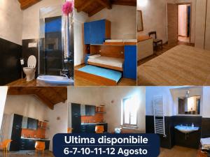 a collage of three pictures of a room with a bathroom at Appartamento Perito in Perito