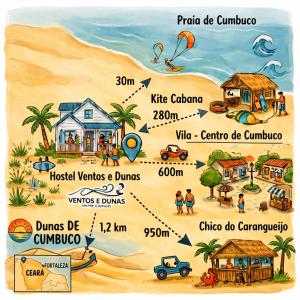 a map of the beach in cuba at Ventos e Dunas Cumbuco in Cumbuco +39 photos