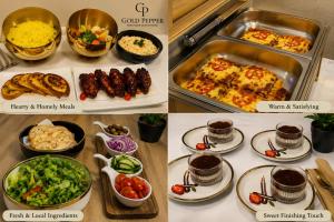 a collage of three pictures of food on a table at Gold Pepper Boutique Guesthouse in Siyabuswa