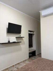una camera da letto con un televisore a schermo piatto a parete di Hotel Sofiyvka Park a Umanʼ Altre 11 foto